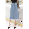 imageCHARTOU Womens Elegant High Waist Raw Hem ALine Denim Ripped Split Midi Long SkirtLight Blue