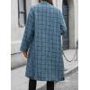 imageCHARTOU Womens Plaid Wool Pea Coat Classy Notched Double Breast Office Work Wool Long Trench OvercoatBlue