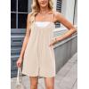 imageCHARTOU Womens Summer Ribbed U Neck One Piece Romper Overalls Spaghetti Strap Shorts Jumpsuit with PocketsApricot