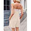 imageCHARTOU Womens Summer Ribbed U Neck One Piece Romper Overalls Spaghetti Strap Shorts Jumpsuit with PocketsApricot