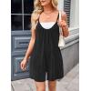 imageCHARTOU Womens Summer Ribbed U Neck One Piece Romper Overalls Spaghetti Strap Shorts Jumpsuit with PocketsBlack