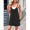 imageCHARTOU Womens Summer Ribbed U Neck One Piece Romper Overalls Spaghetti Strap Shorts Jumpsuit with PocketsBlack