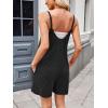 imageCHARTOU Womens Summer Ribbed U Neck One Piece Romper Overalls Spaghetti Strap Shorts Jumpsuit with PocketsBlack