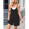 imageCHARTOU Womens Summer Ribbed U Neck One Piece Romper Overalls Spaghetti Strap Shorts Jumpsuit with PocketsBlack