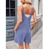 imageCHARTOU Womens Summer Ribbed U Neck One Piece Romper Overalls Spaghetti Strap Shorts Jumpsuit with PocketsBlue