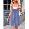 imageCHARTOU Womens Summer Ribbed U Neck One Piece Romper Overalls Spaghetti Strap Shorts Jumpsuit with PocketsBlue