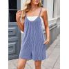 imageCHARTOU Womens Summer Ribbed U Neck One Piece Romper Overalls Spaghetti Strap Shorts Jumpsuit with PocketsBlue
