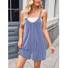 imageCHARTOU Womens Summer Ribbed U Neck One Piece Romper Overalls Spaghetti Strap Shorts Jumpsuit with PocketsBlue
