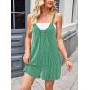 imageCHARTOU Womens Summer Ribbed U Neck One Piece Romper Overalls Spaghetti Strap Shorts Jumpsuit with PocketsGreen