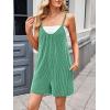 imageCHARTOU Womens Summer Ribbed U Neck One Piece Romper Overalls Spaghetti Strap Shorts Jumpsuit with PocketsGreen