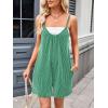 imageCHARTOU Womens Summer Ribbed U Neck One Piece Romper Overalls Spaghetti Strap Shorts Jumpsuit with PocketsGreen
