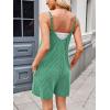 imageCHARTOU Womens Summer Ribbed U Neck One Piece Romper Overalls Spaghetti Strap Shorts Jumpsuit with PocketsGreen