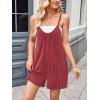 imageCHARTOU Womens Summer Ribbed U Neck One Piece Romper Overalls Spaghetti Strap Shorts Jumpsuit with PocketsRed