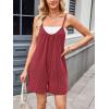 imageCHARTOU Womens Summer Ribbed U Neck One Piece Romper Overalls Spaghetti Strap Shorts Jumpsuit with PocketsRed