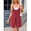 imageCHARTOU Womens Summer Ribbed U Neck One Piece Romper Overalls Spaghetti Strap Shorts Jumpsuit with PocketsRed