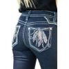 imageCHARTOU Womens Vintage Wash Embroidery Beaded MidRise Distressed Ripped Bootcut JeansBlue 03