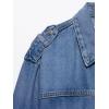 imageCHARTOU Womens Warp Jean Jacket Denim Belted Shirt Snap Button Zip Up Fashion Fall Tops with PocketsBlue