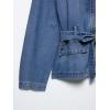 imageCHARTOU Womens Warp Jean Jacket Denim Belted Shirt Snap Button Zip Up Fashion Fall Tops with PocketsBlue