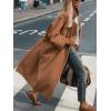 imageCHARTOU Womens Winter Long Tweed Jacket long Sleeve Notch Lapel Peacoat Oversized Button Up Maxi OvercoatCoffee