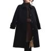 imageCHARTOU Womens Wool Blend Coat Herringbone Tweed Single Breasted Pea Coat OvercoatBlack