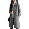 imageCHARTOU Womens Wool Blend Coat Herringbone Tweed Single Breasted Pea Coat OvercoatGrey