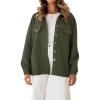 imageCHARTOU Women Diamond Lightweight Quilted Jacket Shacket Long Sleeve Button Down Shirt with PocketsArmy Green