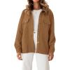 imageCHARTOU Women Diamond Lightweight Quilted Jacket Shacket Long Sleeve Button Down Shirt with PocketsBrown