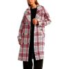 imageCHARTOU Women Long Wool Plaid Pea Coat Double Breast Midi Long Trench Peacoat Overcoat with BeltRed