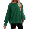 imageCHARTOU Women Oversized Crewneck Sweatshirt Ripped Distressed Hoodie Lightweight Tunic Shirts SweatshirtGreen