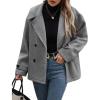 imageCHARTOU Women Oversized Wool Blend Coats Notch Lapel Pea Coat Winter Double Breasted Trench Overcoat OutwearDark Grey