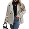 imageCHARTOU Women Oversized Wool Blend Coats Notch Lapel Pea Coat Winter Double Breasted Trench Overcoat OutwearLight Grey