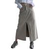 imageCHARTOU Women Summer Casual Long Denim Skirt Slit A Line Midi Long Jean SkirtGrey