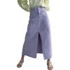 imageCHARTOU Women Summer Casual Long Denim Skirt Slit A Line Midi Long Jean SkirtPurple