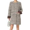 imageCHARTOU Women Tweed Mini Dress Long Sleeve Double Breast Elegant Lady Dressy Tweed Blazer CoatGrey