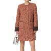 imageCHARTOU Women Tweed Mini Dress Long Sleeve Double Breast Elegant Lady Dressy Tweed Blazer CoatRed