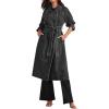 imageCHARTOU Womens Casual Double Breasted Long Denim Trench Coat Jean Jacket Trenchcoat with Belt Duster CoatBlack