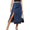 imageCHARTOU Womens High Waisted Button Down Side Slit Y2k Cargo Denim Jean SkirtBlue