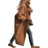 imageCHARTOU Womens Winter Long Tweed Jacket long Sleeve Notch Lapel Peacoat Oversized Button Up Maxi OvercoatCoffee