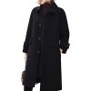 imageCHARTOU Womens Wool Blend Coat Herringbone Tweed Single Breasted Pea Coat OvercoatBlack