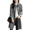 imageCHARTOU Womens Wool Blend Coat Herringbone Tweed Single Breasted Pea Coat OvercoatGrey
