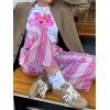 imageCHARTOU Women Striped Wide Leg Lounge Pants Y2k Casual Beach Travel Palazzo PantsPink