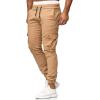 imageCHARTOU Mens Athletic Sweatpants Drawstring Elastic Waist Tapered Jogger Cargo PantsKhaki