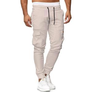 imageCHARTOU Mens Athletic Sweatpants Drawstring Elastic Waist Tapered Jogger Cargo PantsBeige