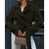 imageCHARTOU Faux Suede Leather Jacket 2025 Vintage Casual Cropped Wrap Coat with BeltGreen