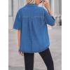 imageCHARTOU Womens Summer Spread Collar Button Down Short Sleeve Denim Blouse ShirtDark Blue
