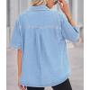 imageCHARTOU Womens Summer Spread Collar Button Down Short Sleeve Denim Blouse ShirtLight Blue