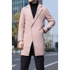 imageCHARTOU Mens Notched Collar 1 Button Slim Fit Midi Trench Pea Coat JacketApricot