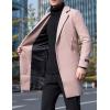 imageCHARTOU Mens Notched Collar 1 Button Slim Fit Midi Trench Pea Coat JacketApricot