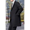 imageCHARTOU Mens Notched Collar 1 Button Slim Fit Midi Trench Pea Coat JacketBlack