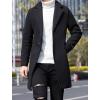 imageCHARTOU Mens Notched Collar 1 Button Slim Fit Midi Trench Pea Coat JacketBlack